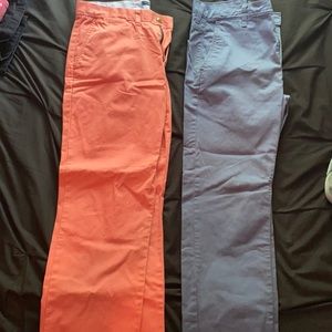 Two Pairs of Chino Pants (32X32) (Salmon & Blue)